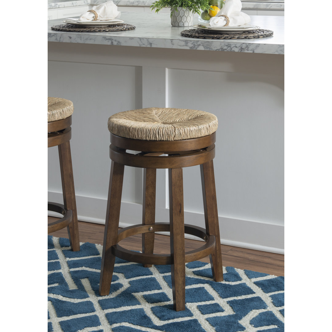 Granville Swivel Solid Wood Woven Seat Bar & Counter Stool